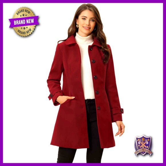 Winter Pea Coat Peter Pan Collar A-Line Mid-Thigh Single Breasted Chic Outerwear